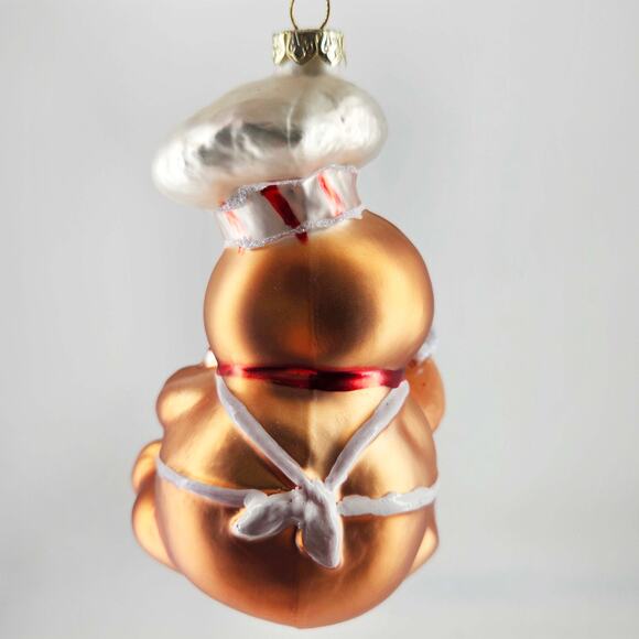 Gingerbread man building house Glass Christmas Ornament, New - Picture 3 of 4